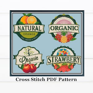 Vintage Kitchen Sign Cross Stitch Pattern: Fruit Decor (PDF Pattern)