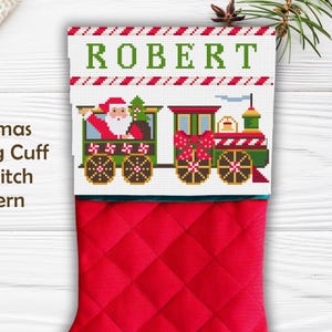 クリスマスストッキングカフクロスステッチパターン - PDF - 即時ダウンロード - クリスマスデコレーション - ニードルポイント - 中サイズ