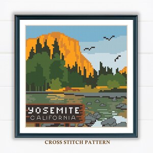 Yosemite National  Park  Cross Stitch Pattern / California Landscape Needlepoint/ Holiday Cross Stitch / Digital PDF Pattern