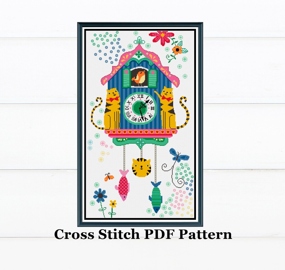 Cuckoo Clock Cross Stitch Pattern, Modern Nursery Decor (PDF Pattern ...