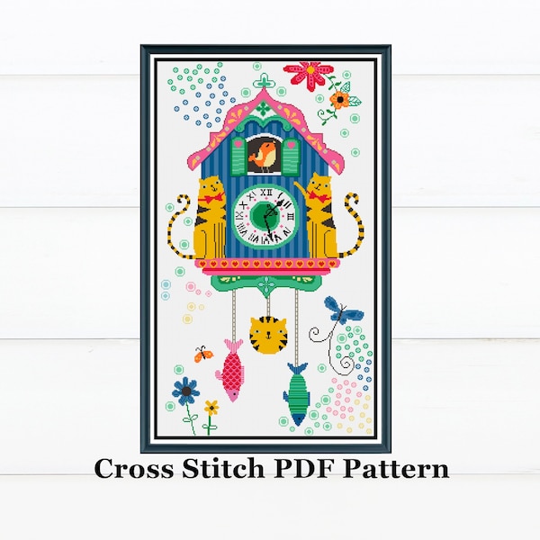 Cute Cuckoo Clock #2 Cross Stitch Pattern / Kids Crafts / Instant Download PDF / Digital Pattern