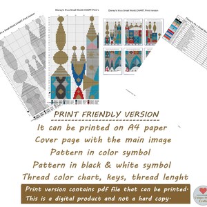 May include: Printable cross stitch pattern for Disney's It's a Small World ride. The pattern includes a colour chart, keys, and thread length. The pattern is available as a digital download.