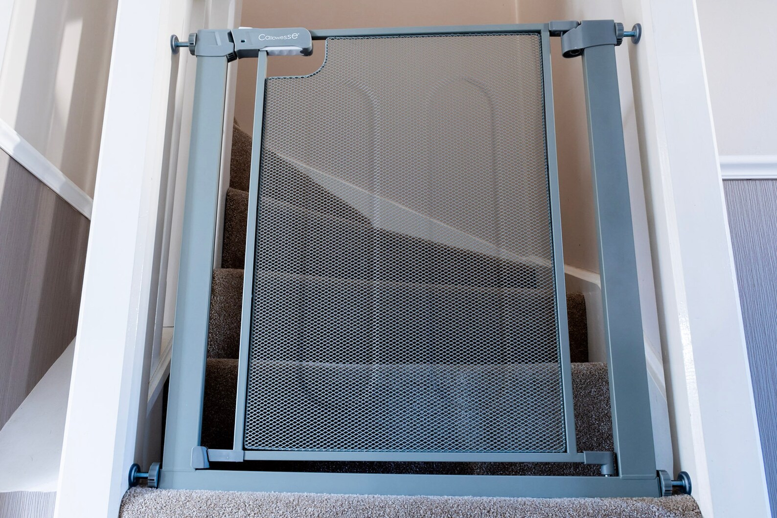 Metal Mesh Stair Gate 7582cm Pressure Fit Steel Mesh Safety Etsy