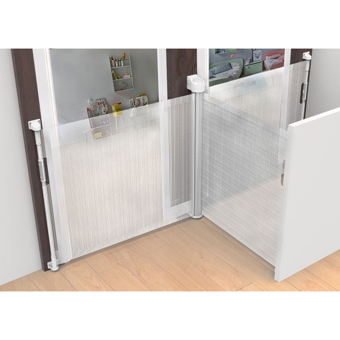 MultiDirectional White Retractable Stair Gate 3Way Safety Etsy