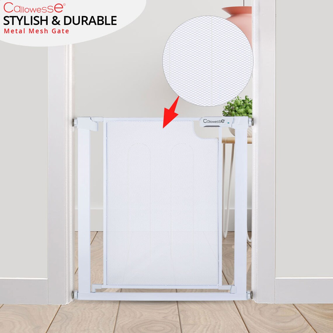 Metal Mesh Stair Gate 7582cm Pressure Fit Steel Mesh Safety Etsy UK