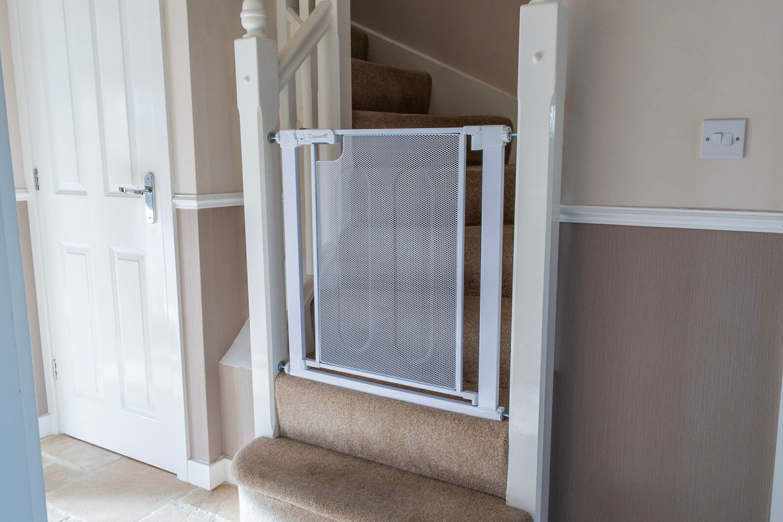 Metal Mesh Stair Gate 7582cm Pressure Fit Steel Mesh Safety Etsy UK