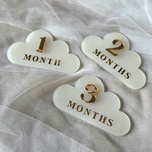 Baby Milestone Acrylic Cloud Shape Discs | Newborn Milestone Markers | Baby Photo Props | Baby Shower Gift | Neutral Nursery Keepsake
