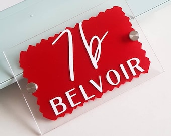 Frosted Acrylic House Number Sign • Contemporary Address Plaque, Custom Home Door Number