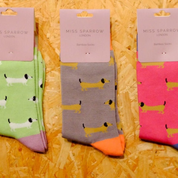 Ladies Dachshund Dog pattern Bamboo Cotton Socks -  Sustainable, Antibacterial