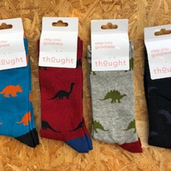 Mens Dinosaur Patterned Oranic Cotton Socks -  Sustainable, Antibacterial
