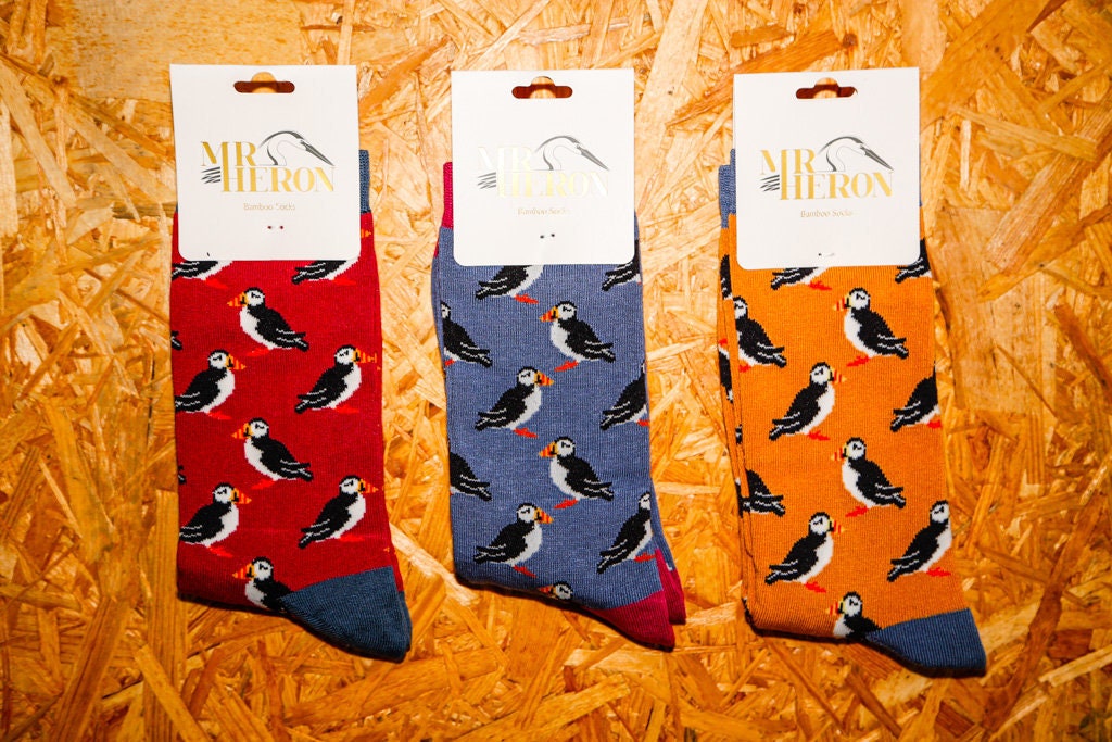 Mens Puffin Bamboo Cotton Socks -  Sustainable, Antibacterial