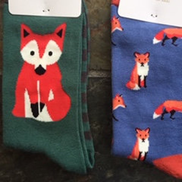 Mens Fox Patterned Bamboo Cotton Socks -  Sustainable, Antibacterial