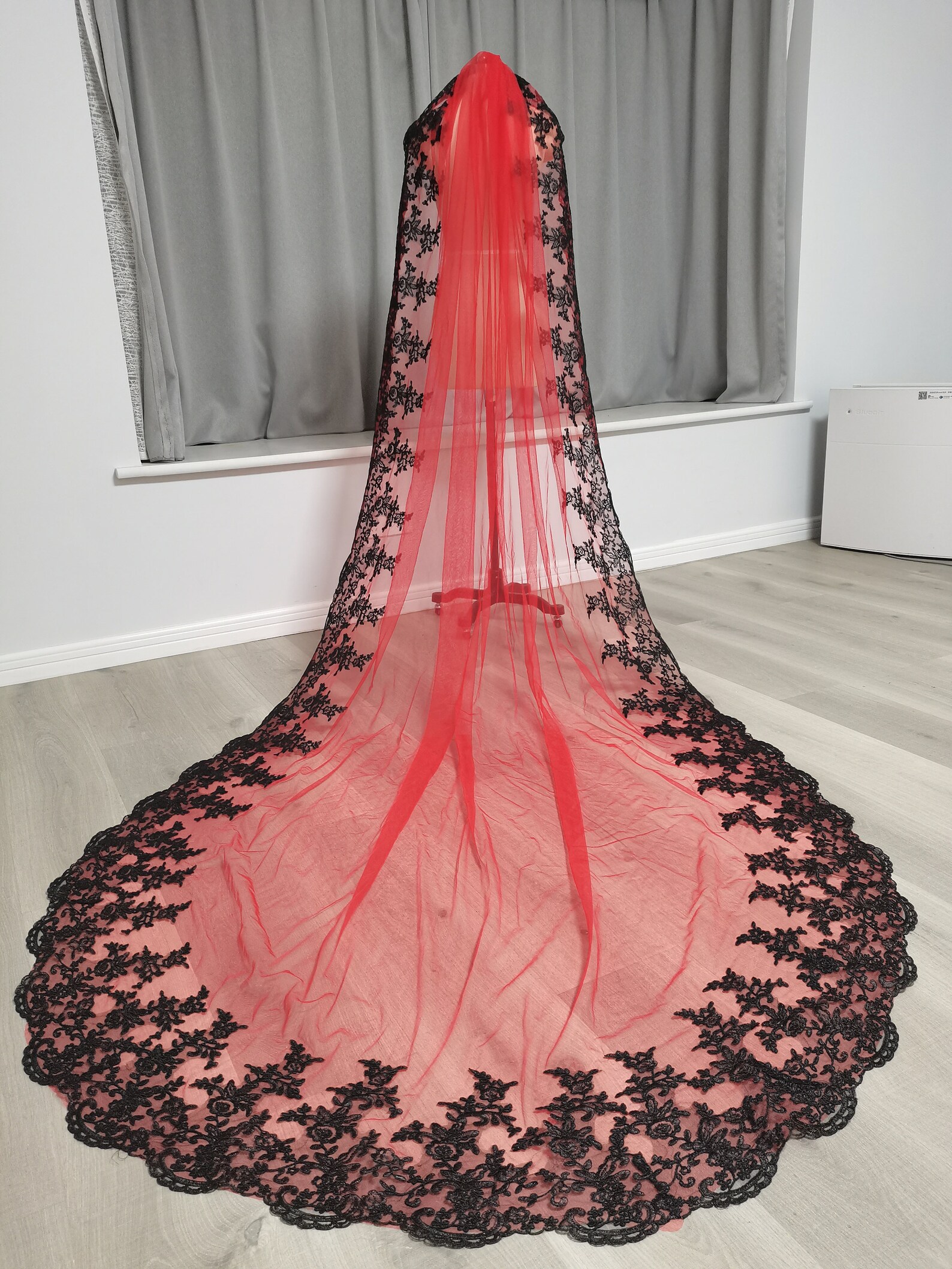 Elegant Wedding Veil Black Lace Cathedral Bridal Veil Etsy