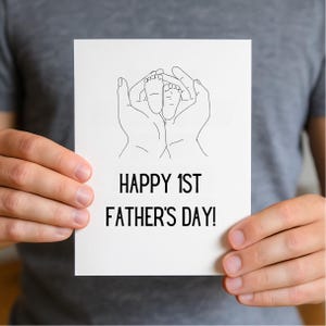 Biglietto di auguri per la prima festa del papà - Design stampabile con piedini di bambino / Download digitale / Regalo per neo-papà / Biglietto pieghevole in formato PDF / Download immediato