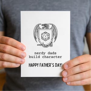 Nerdy Father’s Day Card Printable | Funny DnD Dad Digital Card | Gamer Dad Download | Geeky RPG Card | Build Character Pun