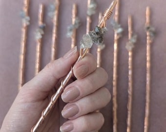 Copper Herkimer Diamond Water Charging Wand • Hand-Wrapped Crystal Conductor The Monday Emporium