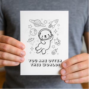 Carte à colorier pour la fête des pères pour enfants | Imprimable la loutre de ce monde | Cadeau papa mignon | DIY Téléchargement numérique pour enfant