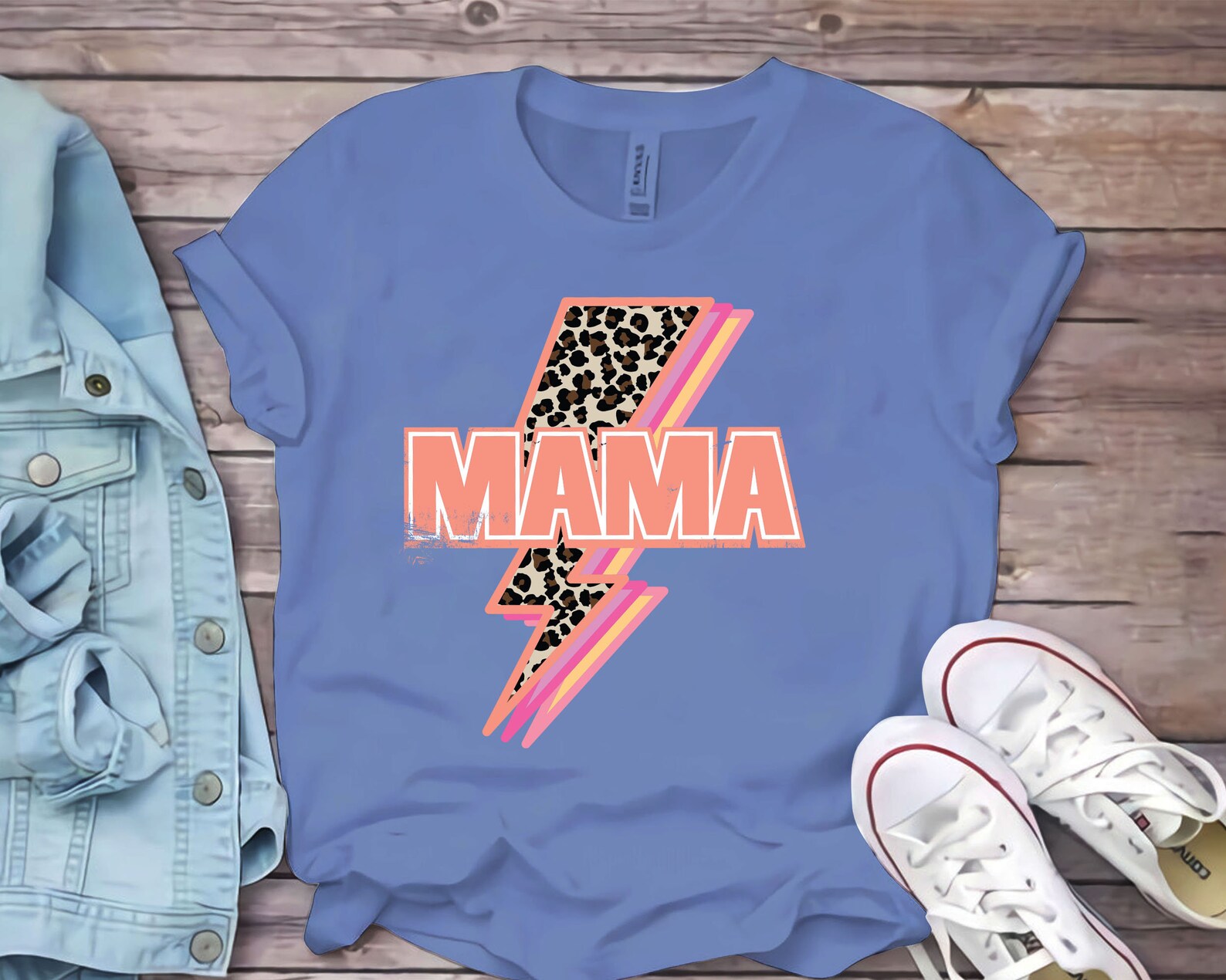 Download Mama Retro Lightening Bolt With Leopard Neon Svg Layered ...