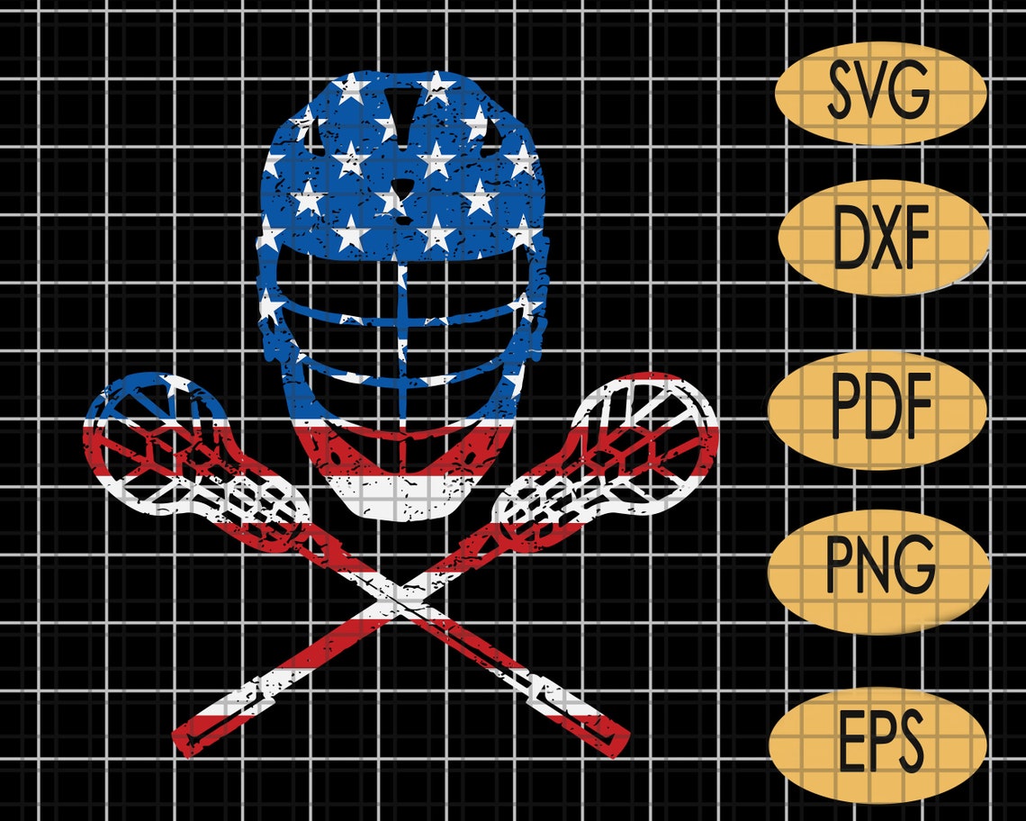 Lacrosse American Flag Lax Helmet Sticks 4th Of July svg Etsy