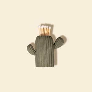 Mini cactus match holder with match striker for aesthetic room decor, western decor plant lover gift