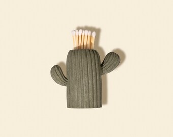 Mini cactus match holder with match striker for aesthetic room decor, western decor plant lover gift