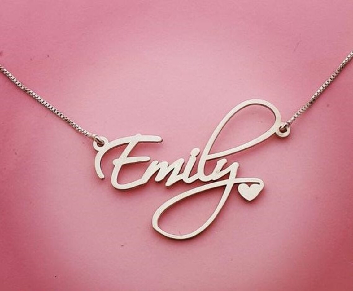 Silver Name Necklace Cute Emily Gold Name Necklace Etsy