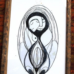 Print Drawing &quot;Eint&quot;,Tantra,Yoni,Lingam,Love,marriage,female,male, sacred feminine, sacred masculine,love,stars,Art Print,spiritual