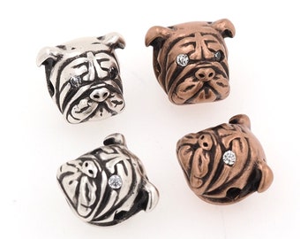 Bulldog Head Spacer Beads, Bulldog Spacer Beads, Dog Jewelry Dog Head Bracelet Necklace Pendant Spacer Beads, 12x13x10mm/hole 3mm