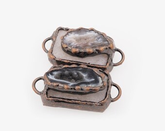 Onyx Cube Connector Antique Copper Onyx Cube Onyx Agate Exaggerated Connector Metal Decoration, 50x28.5x11.7mm
