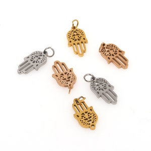 hamsa stainless steel pendant, CZ hamsa pendant jewelry, DIY accessories supply, 19x9x1.3mm