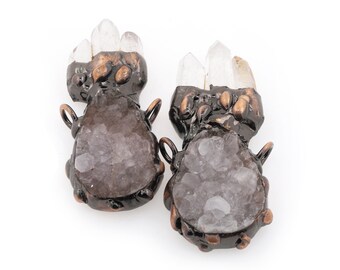 Handmade White Crystal Pendant, Antique Copper Exaggerated Crystal Pendant Diy Accessories Supply, 70x28x12mm