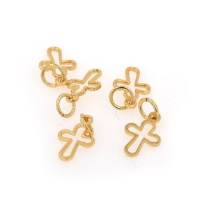 Cross Pendant, Hollow Cross Necklace, Religious Charm, 18K Gold Plated Enamel Pendant, DIY Accessories Supply, 15x7.8x0.8mm