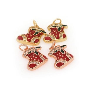 Enamel Christmas Boot Pendant, Christmas Gift, Christmas Charm, Shoe Charm, DIY Accessory Supply, 18x15x2.6mm