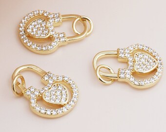 Locking pendant heart -shaped lock love lock slightly dense nail Crystal lock pendant gives him gift DIY jewelry accessories 9x5x1mm