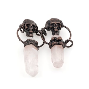 Skull White Crystal Pendant Antique Bronze Natural Stone Exaggerated Skull White Crystal Pendant , 66x25x8.5 Mm