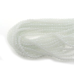 1 Strand White Round Ball Glass Loose Beads for Jewelry Making DIY Crafts Findings,6mm