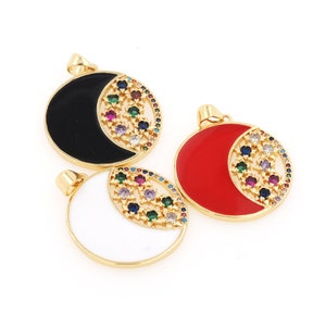 18k Gold Plated Moon Pendant Enamel Gold Plated Pendant Star Cutout Venus with Moon, DIY Lover, Bracelet Necklace Accessories,31x24x3mm