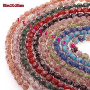 20pcs Round Flower Gold Foil Handmade Glass Covered Ceramic Loose Beads For Jewelry Making, DIY Crafts, 12x12mm
