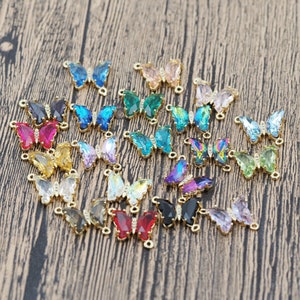 Amethyst butterfly connector, butterfly pendant jewelry, 18K gold butterfly connector, DIY accessories supply, 22x23x4.5mm