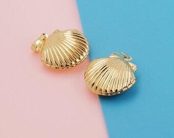 18k guldfylld tavelramsberlock snäckskalberlock texturberlock modehänge gör-det-själv paraccessoarer present till henne 29x22x8mm