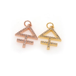 Venus Pendant Planet Symbol Charm Creative Bracelet 18K Gold Plated Necklace CZ Micropavé Symbol Pendant DIY Accessory Supplies, 25x16x2.3mm
