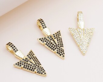 Triangle Pendant Geometric Charm Triangle Charm CZ Pendant Gift for Him DIY Handmade Jewelry 20x7x4mm