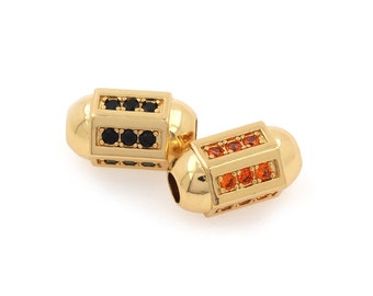 Hexagonal Large Hole Beads MicroPavé CZ Barrel Beads Cylindrical Spacer Beads Large Hole Cylindrical Septa DIY Accessories , 17x11x11mm