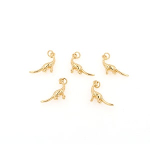 Tier Anhänger, Micropavé Zirkonia Tier Halskette, 18K Gold gefüllter Dinosaurier Anhänger, DIY Schmuckzubehör, 16x15x2mm