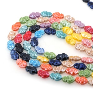 22Pcs Sacred Heart Milagros Charm Beads, Ceramic Beads For Making Jewelry DIY Crafts, 10x15mm