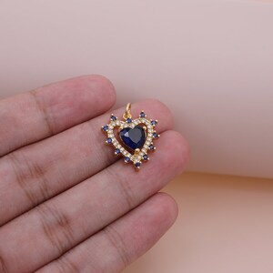 Deep blue crystal pendant DIY inlaid DIY technology 18K bag gold microcinity crystal pendant 2.3cmx1.8xmx0.5cm