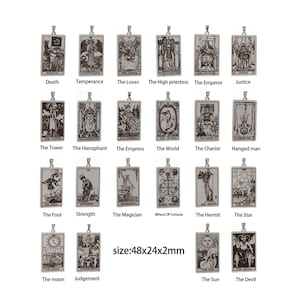 Tarot Card Pendant, Stainless Steel Tarot Card Necklace Pendant, Delicate Tarot Card Jewelry Charm, 48x24x2mm