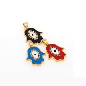 Hamsa Necklace, Hamsa Charm Necklace, Evil Eye Charm, Evil Eye Pendant Hamsa Hand Necklace, large Hamsa Necklace 31xx15x2mm