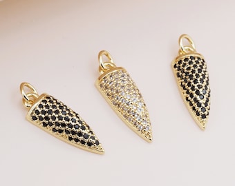 Cone Pendant Geometric Jewelry CZ Charm DIY Handmade Jewelry 26x13x2mm