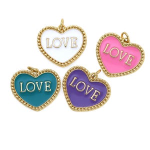 Pingente de amor pingente de esmalte pingente em forma de coração pingente de amor pingente banhado a ouro 18K pingente feito à mão acessórios de joias faça você mesmo presente festivo